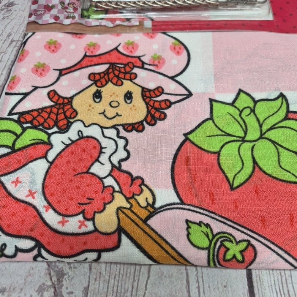 Strawberry Shortcake 13PC Shower Curtain Set Pink 72x72 Fabric With Hooks Bath - Picture 2 of 7